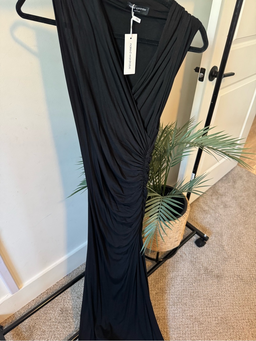 NWT Naked Wardrobe Black Overlay Maxi Dress
